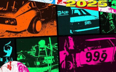 Poster for New Year's Touring 2025, featuring colorful vintage cars. Event on January 4th, location to be announced.